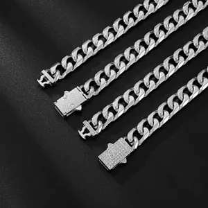 Silver Cuban link chain hip hop jewelry set, sleek metallic finish for men and women.