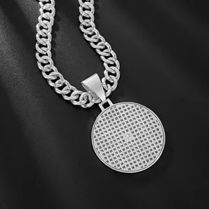 Europäische amerikanische Hip Hop Kubanische Kette Halskette mit runden Strass Anhänger Schmuck
