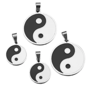 Stainless Steel Tai Chi Yin Yang Enamel Pendant Charm Hip Hop Fashion Jewelry For Necklace Bracelet DIY Making Supplies
