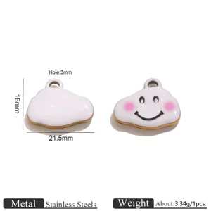Stainless steel oil drop smiling cloud pendant charm detail showing size and dimension specs.