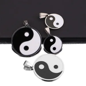 Stainless steel Tai Chi Yin Yang pendant necklace fashion hip hop jewelry accessories charm.