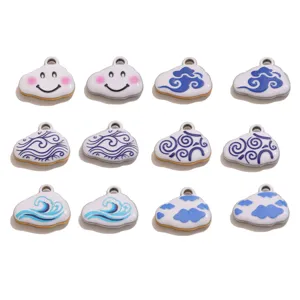 Stainless steel oil drop cloud charms set detail view for DIY handmade jewelry making.