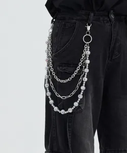 Modische mehrlagige Hosenkette mit Fussball-Anhanger, cooler Taillenschmuck fur Jeans.