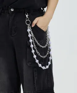 Stilvolle mehrlagige Hosenkette mit Perlen, perfektes Streetwear-Accessoire für Jeans und Hosen.