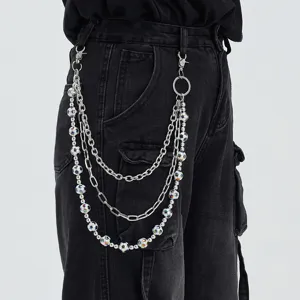 Hip Hop Mehrlagige Metall Hosenkette Fußball Basketball Kugelperlen Taillenkette Jeans Zubehör Für Herren Damen Streetwear