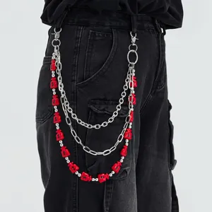 Three-layer money bag pants chain metal waist chain hip-hop style jeans decorative jewelry