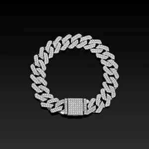 14mm rhinestone cuban link chain necklace hip hop iced out jewelry fashion accessory