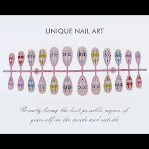 30pcs press-on nail set with summer beach bikini designs, leopard print, and polka dot styles.