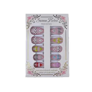 Summer beach style bikini press on nails 24pcs 3D cute design false nails for women