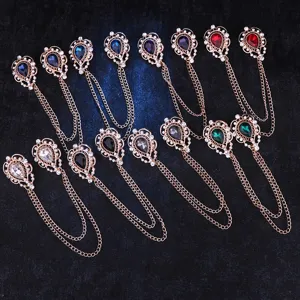 Vintage Tropfen Kragennadel mit Kette, elegante Hemd-Accessoires fuer Damen und Herren.