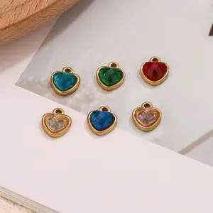 Stainless steel colorful crystal heart charms for DIY jewelry making necklaces bracelets