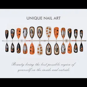 24Pcs Halloween False Nails Pumpkin Ghost Design Removable 3D Press-On Nail Art Detail