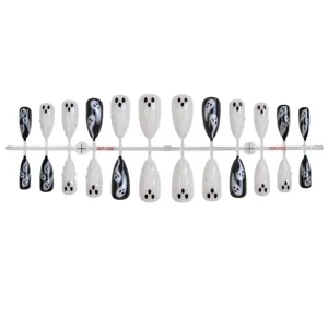 Halloween 3D dripping ghost almond press-on false nails black and white ghost nail art tips