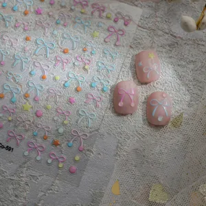 5D cute bow nail stickers macaron jelly star nail art decals detail close up design