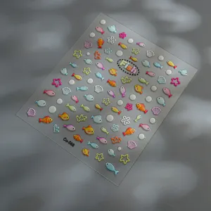 Pegatinas de uñas pez océano resina 3D, pegatinas decorativas de coral bonitas para arte bricolaje.