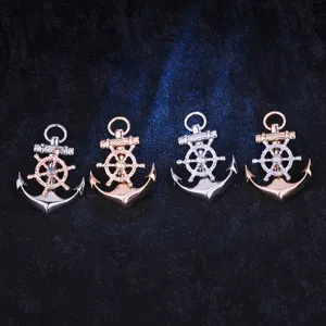 Rotatable Ship Wheel Anchor Brooch Nautical Uniform Badge Fashion Metal Jewelry Pin