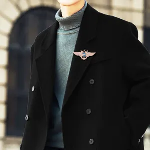 Mens pilot wings brooch badge vintage military graduate pin coat jacket accessory detail