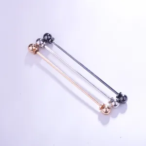 Metalige kraagpennen voor herenoverhemden, elegante bolvormige uiteinden, pak accessoire strak.