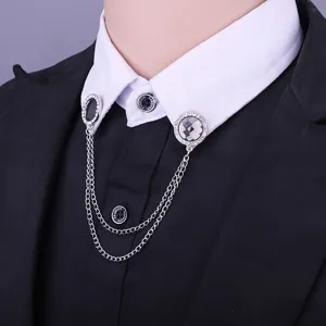 Herren Kristall Kragenkette Brosche Vintage mehrschichtige Quaste Reversnadel Anzug Zubehör