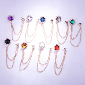 Schicke runde Strass Kristall Kette Brosche Pin für Anzug Kragen modische Accessoires.