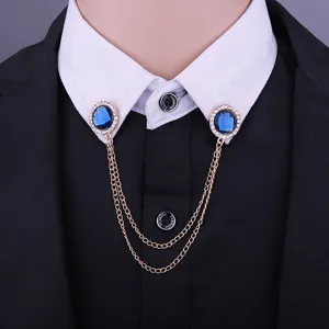Koreanische Geometrische Legierung Strass Künstlicher Edelstein Brosche Für Herren Anzug Brustnadel Mehrlagige Kette Quaste Kragennadel Revers Schmuck