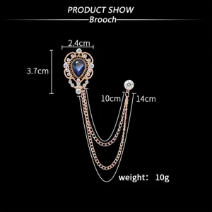 Elegante hohle Wassertropfen Strass Brosche mit doppelten Kett Quasten, modisches Accessoire.