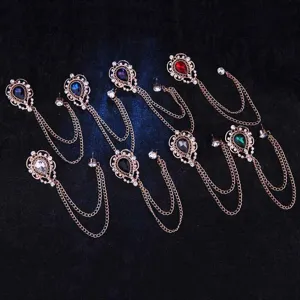 Vintage hohler Wassertropfen Brosche mit Kette Quaste, elegante Strass Korsage für Damen.