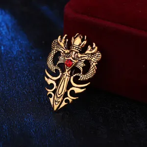 Vintage Dubbele Draak Zwaard Broche Retro Punk Stijl Heren Pak Speld Sieraden