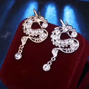 Retro Chinese style dragon brooch men fashion rhinestone animal corsage jacket accessories