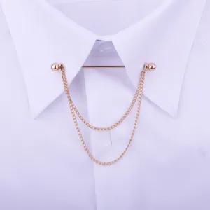 Heren metaal kraag speld dubbele ketting hemd kraag bar mode formele pak accessoires