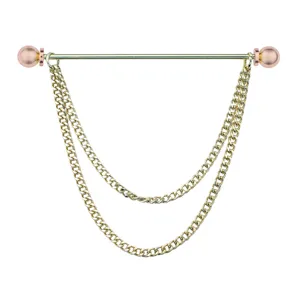Frans hemd kraag dubbele ketting metaal kraag pin mannen pak accessoire hoofdfoto