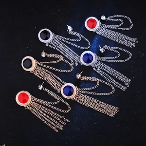 Mens fashion metal tassel brooch suit collar pin rhinestone lapel jewelry accessory