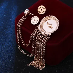 Rose gold metal tassel lapel pin brooch suit collar accessory for men fashion charm decor.