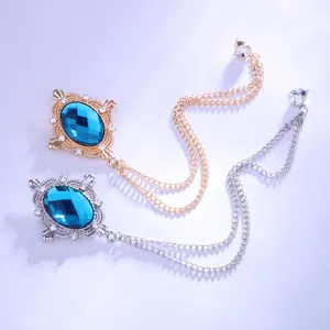 Retro vintage stil kristall strass blauer edelstein quaste revers brosche zubehoer