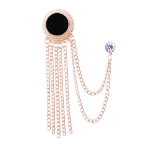 Gold tone men's fashion tassel brooch for suit collar pin stylish decorative accessory
