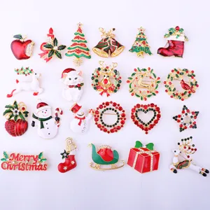 Weihnachten Brosche Set Süsser Weihnachtsmann Baum Schneemann Strass Abzeichen Geschenke