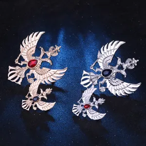 Russischer doppelköpfiger Adler Brosche Set Metall Krone Anzug Anstecknadel für Herren