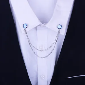 Broche de chemise a double chaine en strass elegante et accessoire de mode chic top