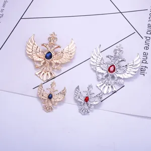 Herren Retro Doppeladler Brosche Metall Krone Anzug Anstecknadel Kristall Abzeichen