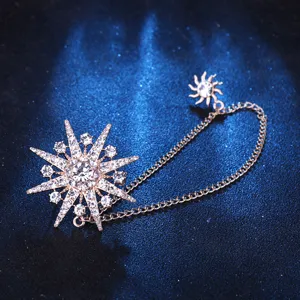Strass Stern Anhänger Kette Brosche für Herren Anzug Revers Pin Modeschmuck Detailansicht