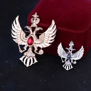 Russische Doppeladler Brosche Abzeichen Set, Retro Metall Anstecknadeln für Herrenanzüge.