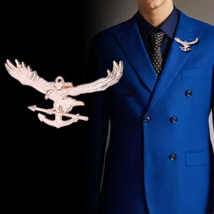 Broche de Águila y Ancla de Aleación de Zinc Vintage para Hombres Mujeres Estilo Resort Náutico Alfiler de Solapa de Águila Accesorios de Traje Joyería