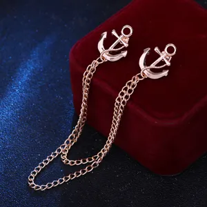 Anker Kragenkette Detailansicht, Vintage nautische Stil Brosche für Herren Hemdkragen.