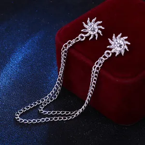 Sonne Strass Kragenkette Doppelschicht Metall Brosche Hemd Kragen Schmuck Mode Zubehör
