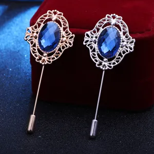 Vintage blaue Kristall Reissnadel elegante hohle Metall Anstecknadel Anzug Brosche fur Damen.
