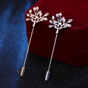 Silber und Gold Ton Baumzweig Reversnadel Brosche fuer Herren Anzug Geschaeftsaccessoires