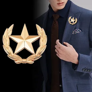 Mode Western Stern Weizenähre Brosche Zinklegierung Unisex Anzug Hemd Abzeichen Kragen Dekoration Gold Silber Reversnadel Zubehör