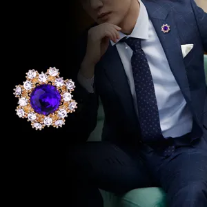 Korean Fashion Mini Star Flower Brooch Rhinestone Inlaid Gemstone Lapel Pin For Men Suit Women Alloy Clothing Jewelry