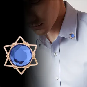Koreanische Mode Hexagramm Stern Brosche Legierung Strass Reversspange Mini Hemdkragen Nadel Hexagon Stern Schmuck Für Unisex