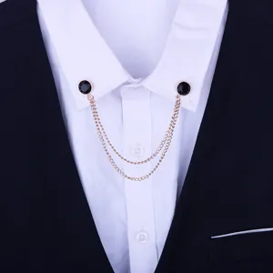Double chaîne strass chemise col broche polyvalent mode métal col accessoire chic